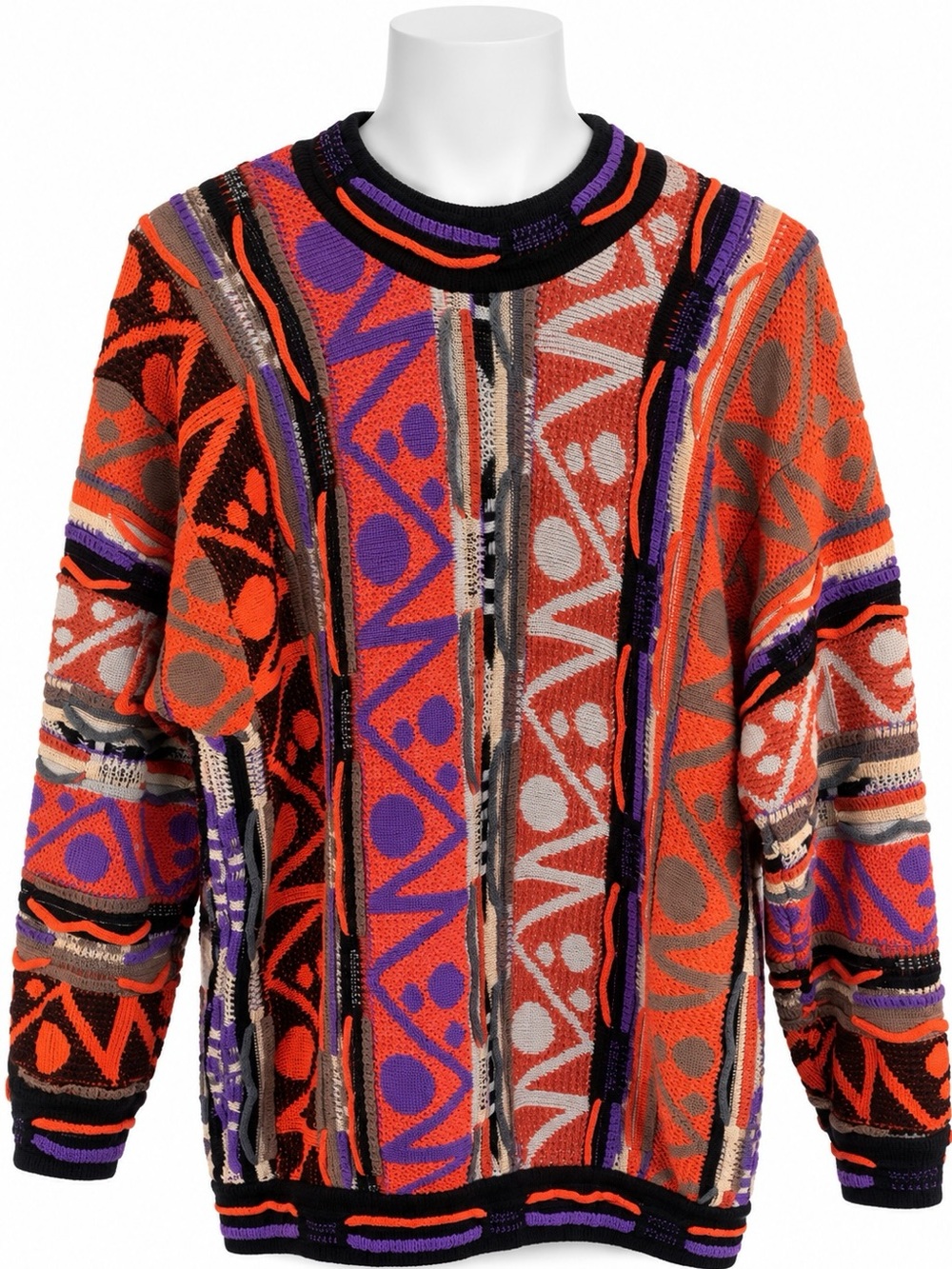 COOGI Multicolor Knit Abstract Crewneck Sweater L